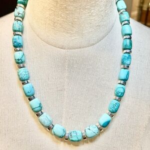 KINGMAN TURQUOISE and STERLING NECKLACE - EXQUISITE